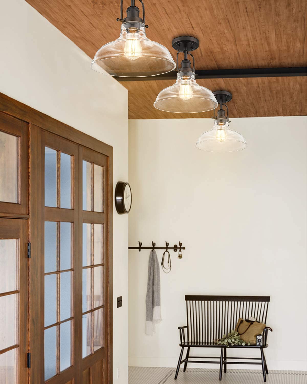 Farmhouse semi flush mount ceiling light glass close to Ceilng lighting fixture