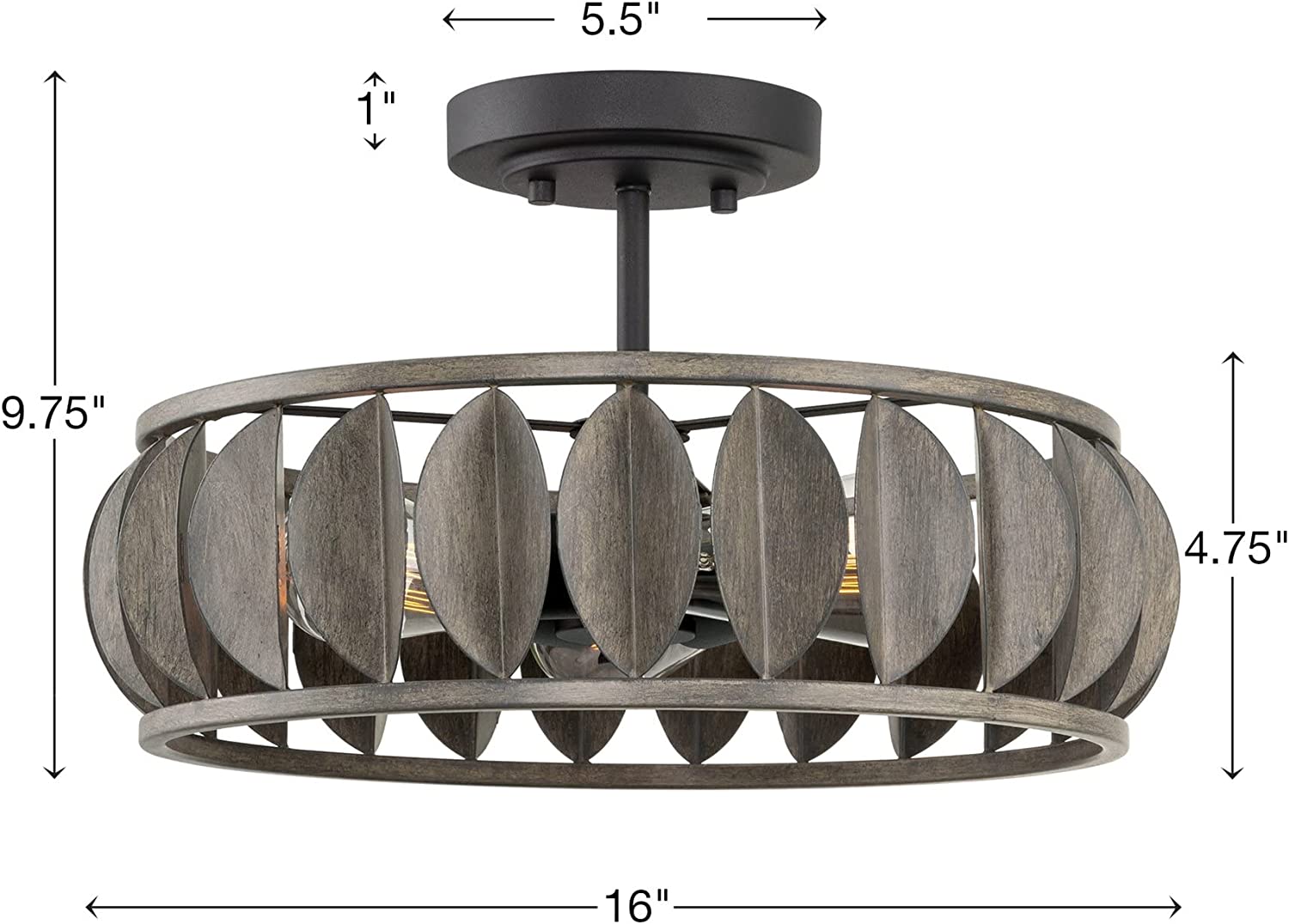 3 light modern semi flush mount light black wood left design ceiling light fixture