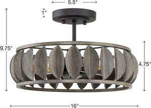 3 light modern semi flush mount light black wood left design ceiling light fixture