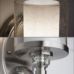 Modern nickel wall sconce with inner frosted glass and clear glass outer