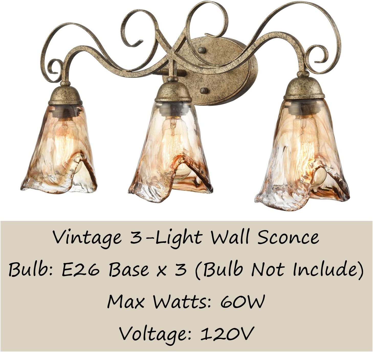 3 light vintage vanity light fixture rust bathroom wall sconce light