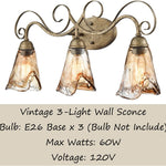 3 light vintage vanity light fixture rust bathroom wall sconce light