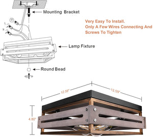 2 light farmhouse flush mount ceiling light wood flush mount light fixture