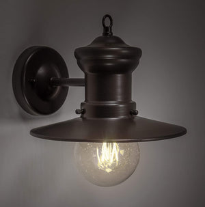 Industrial seeded glass wall sconce for porch