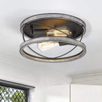 2 light flush mount light fixture farmhouse wood ceiling lamp