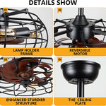 4 light caged ceiling fan with lights remote control black ceiling fan light