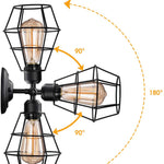 2 pack wire cage wall sconce lighting farmhouse industrial black wall lamp