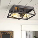 2 light flush mount ceiling light farmhouse black lighting with bronze finish