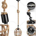 Hemp rope pendant light kit  woven cage farmhouse pendant light fixture