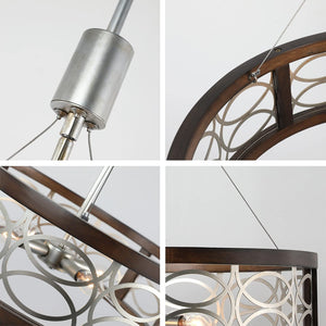 4 light farmhouse dining chandelier drum round pendant light with chrome finish