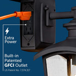 1 light lantern black wall sconce with seeded glass shade