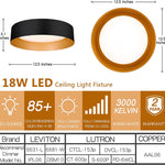 Matte black flush mount light LED ceiling light fixture with gold inside finish