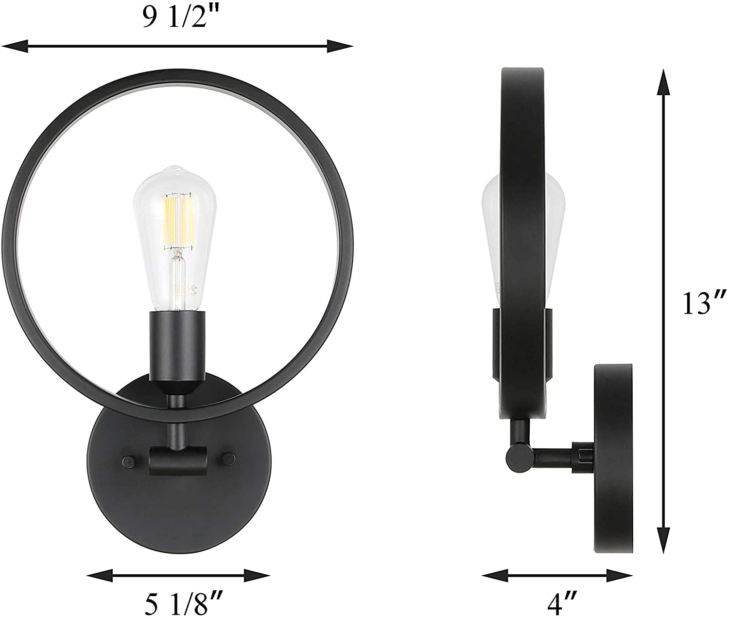 Industrial round wall light simplicity black wall sconce
