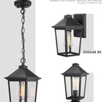 Farmhouse exterior hanging porch light black chandelier with seeded glass shade