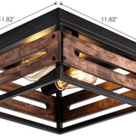 2 light farmhouse flush mount ceiling light wood rust flush mount light fixture