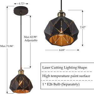 Industrial geometric hanging light retro black pendant lighing