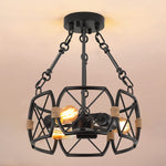 3 light drum chandelier antique black ceiling pendant light fixture
