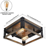 2 light flush mount ceiling light fixture farmhouse rust black and wood ceiling lamp