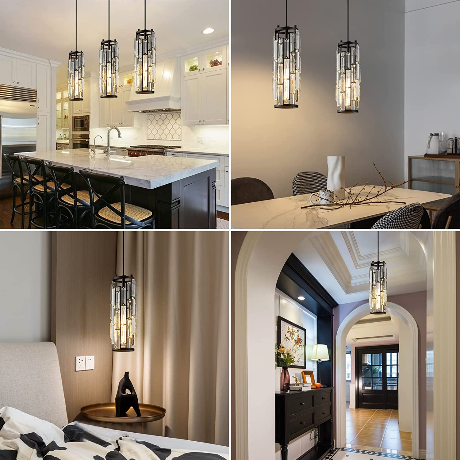 Modern black pendant lighting modern crystal pendant lamp adjustable lighting fixture