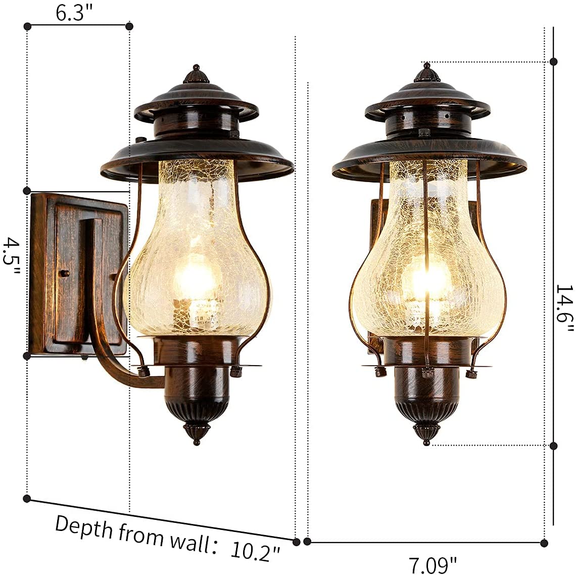 Outdoor vintage lantern glass dusk to dawn outdoor lighting