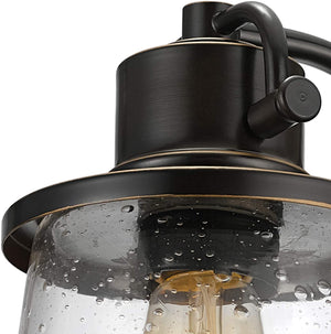 Vintage wall mount light fixture indoor seeded glass wall sconce with oil rubbed bronze finish