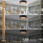 Matte black flush mount light LED ceiling light fixture with gold inside finish