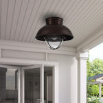 Farmhoue flush mount ceiling light fixture cage ceiling lampo with glass shade