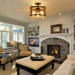 3 light farmhouse rustic ceiling light fixture with matte black finish