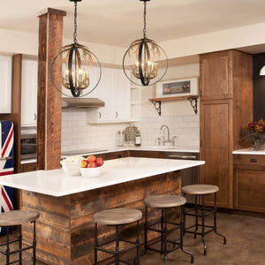 Globe antler light fixtures farmhouse black pendant lamp