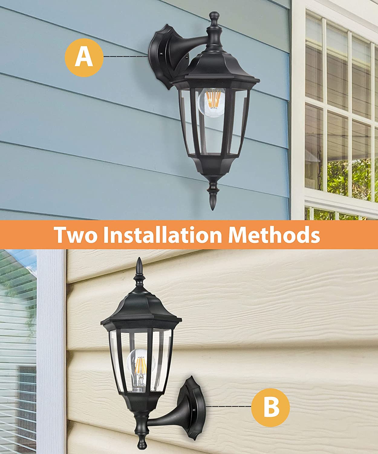 2-pack porch wall light fixture black outdoor wall sconce