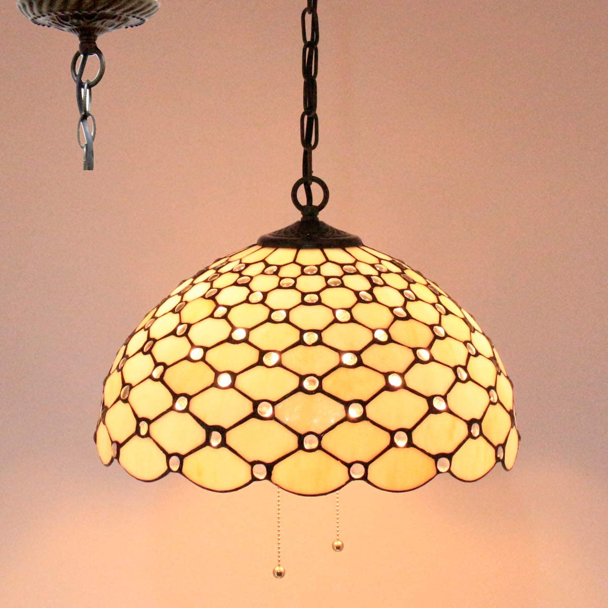 Tiffany pendant light Large Swag Stained Glass pendant lamp