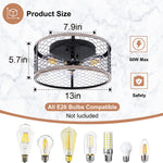 3 light rust ceiling light fixture industrial cage semi flush mount ceiling lamp farmhouse lighting