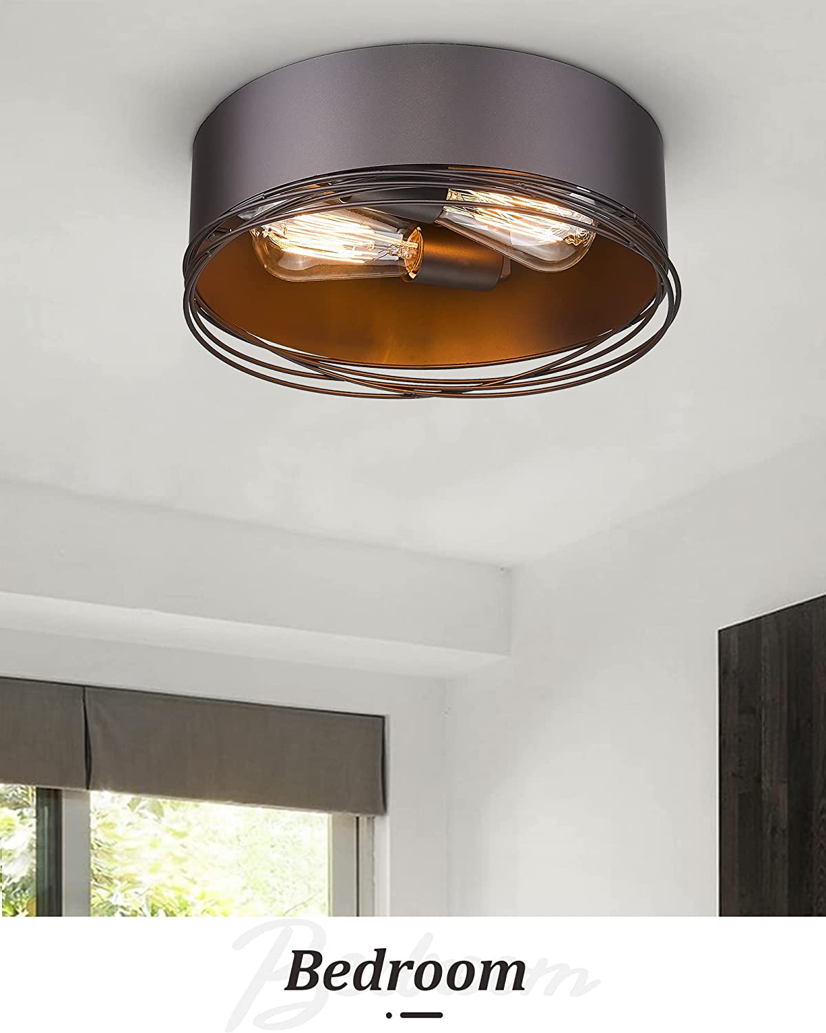 2 light industrial ceiling light fixture farmhouse flush mount ceiling lamp