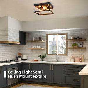 3 light ceiling light black semi flush mount farmhouse ceiling lamp