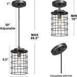 Black industrial pendant light cage island kitchen pendant light
