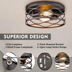 2 light farmhouse flush mount ceiling light fixture black cage ceiling lamp