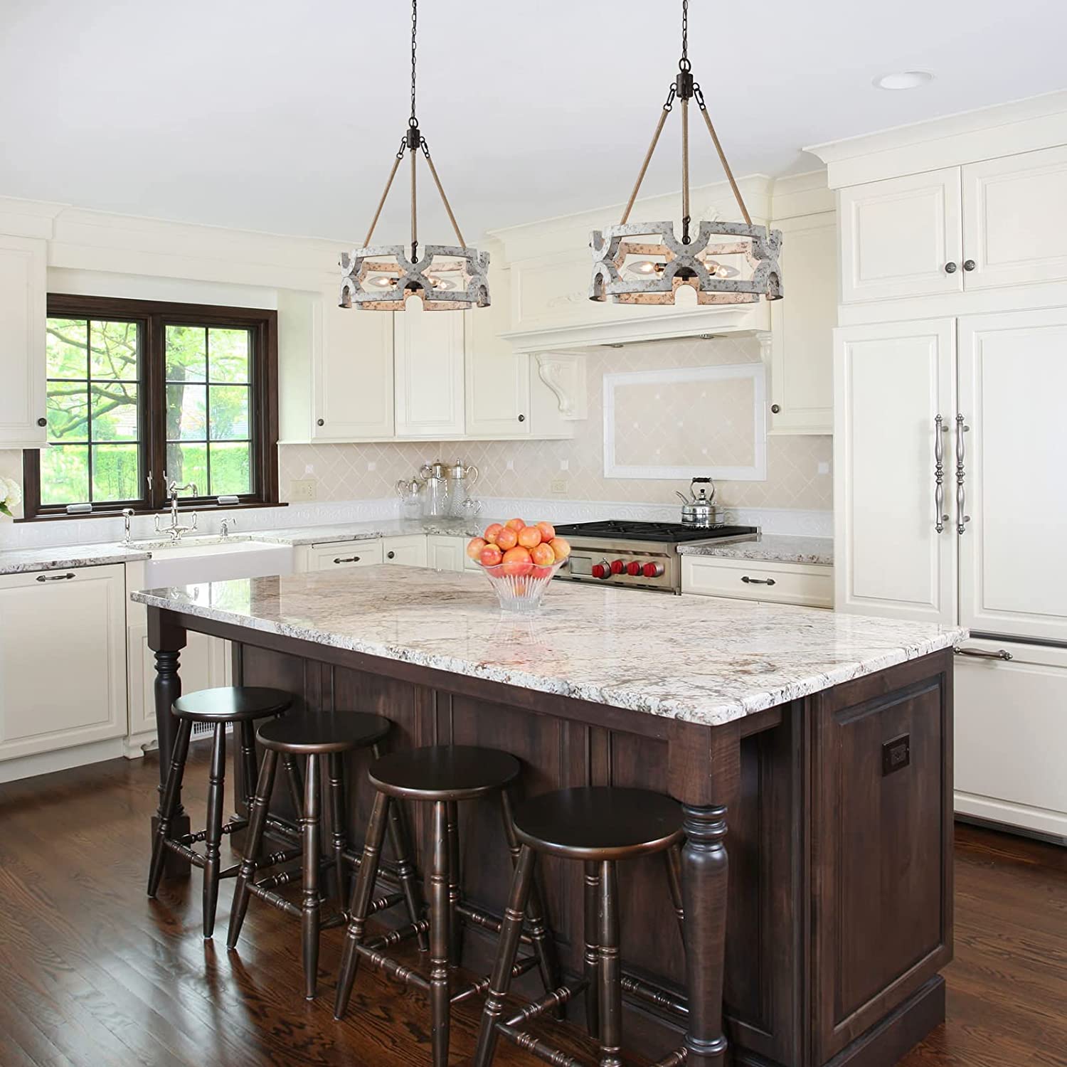 4 light dining chandelier rust wood farmhouse pendant light fixture