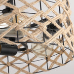 3 light rust flush mount light fixture industrial hemp rope cage semi ceiling lamp