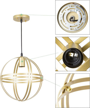 Vintage globe chandelier rust spherical geometric pendant lamp