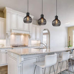 Black wire cage plug in pendant light with On/Off Switch