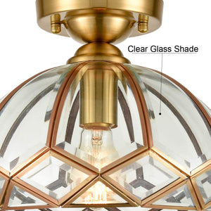 Modern Glass Ceiling Light dome vintage Ceiling Lighting lamp with brass finish