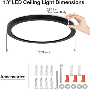 13 Inch LED Round Flat Panel Light  Dimmable Edge-Lit Flush Mount LED Ceiling Lamp