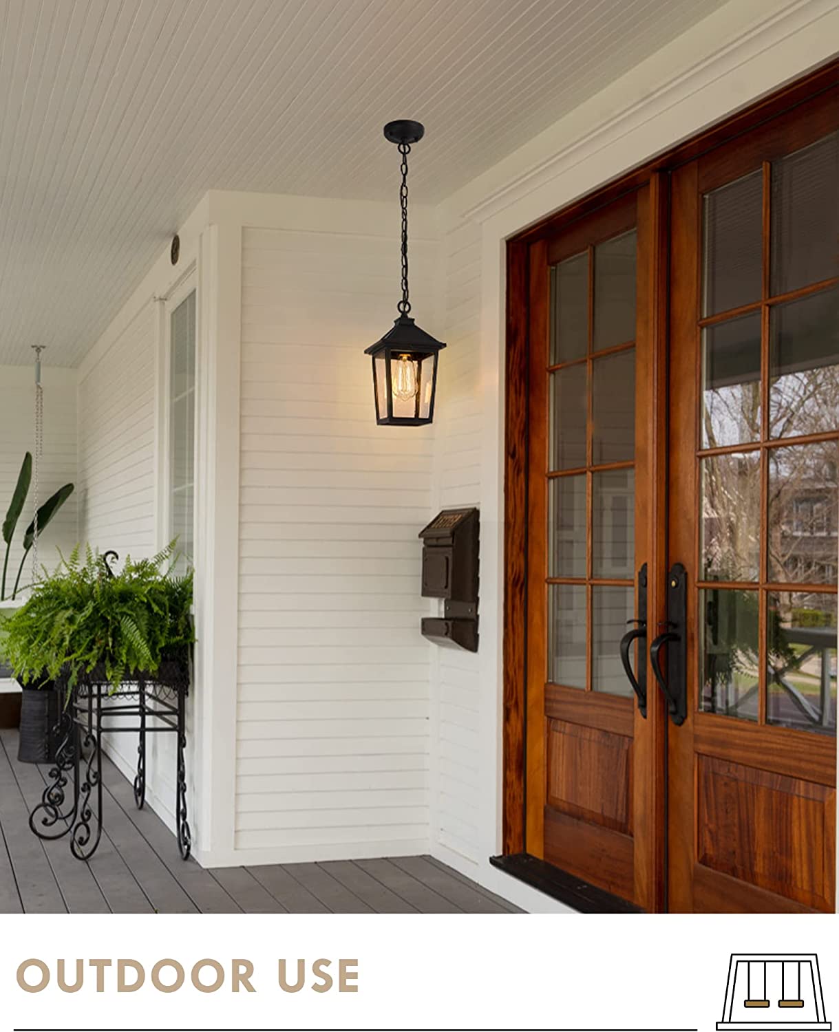 Farmhouse Porch Lights Farmhouse exterior hanging porch light black chandelier with seeded gl