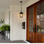 Farmhouse exterior hanging porch light black chandelier with seeded glass shade