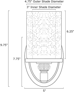 Modern nickel wall sconce with inner frosted glass and clear glass outer