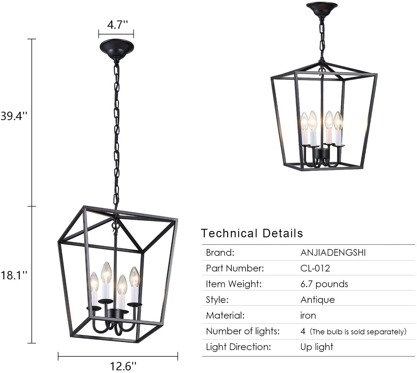 4 light candle chandelier lantern cage pendant light fixture