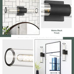 Black bathroom wall light fixture glass indoor wall sconce