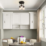 3 light glass mason jar flush mount black ceiling fixture