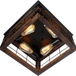Farmhouse vintage ceiling lamp wood black flush mount light