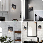 Black arm wall sconce glass vanity wall light fixture